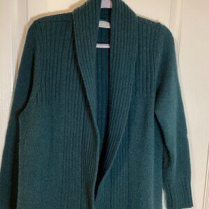Wallis Women's Open Front Cardigan Duster Size M Dark Green Chunky Warm
